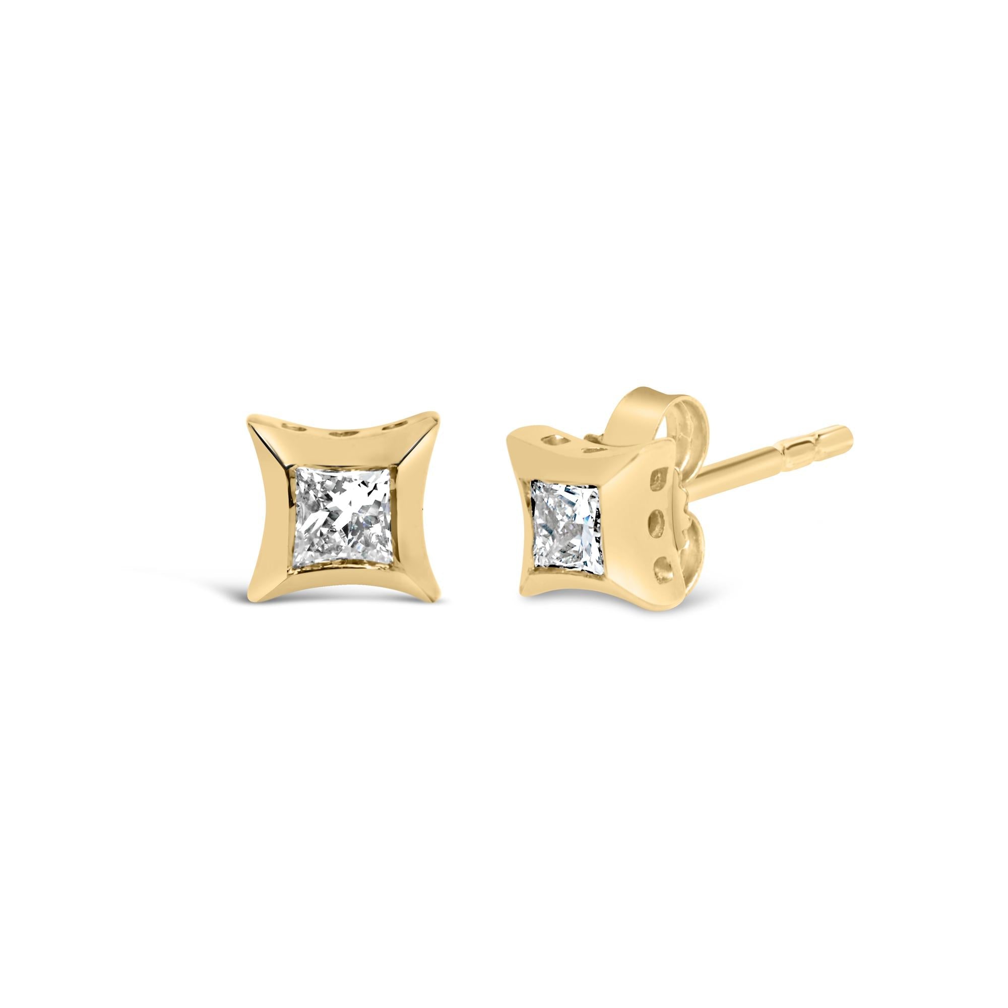 10K White Gold 1/5 Cttw Invisible Set Princess-Cut Diamond Stud Earrings (H-I Color, SI2-I1 Clarity) - Friggin Jewelry
