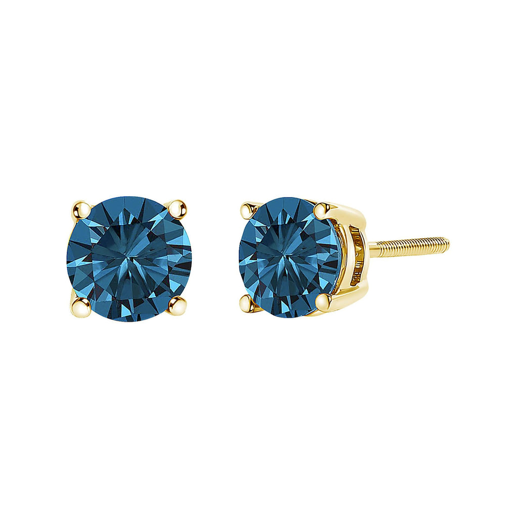 Aretes de oro de 14 quilates con diamantes azules cultivados en laboratorio y cierre de rosca - Friggin Jewelry