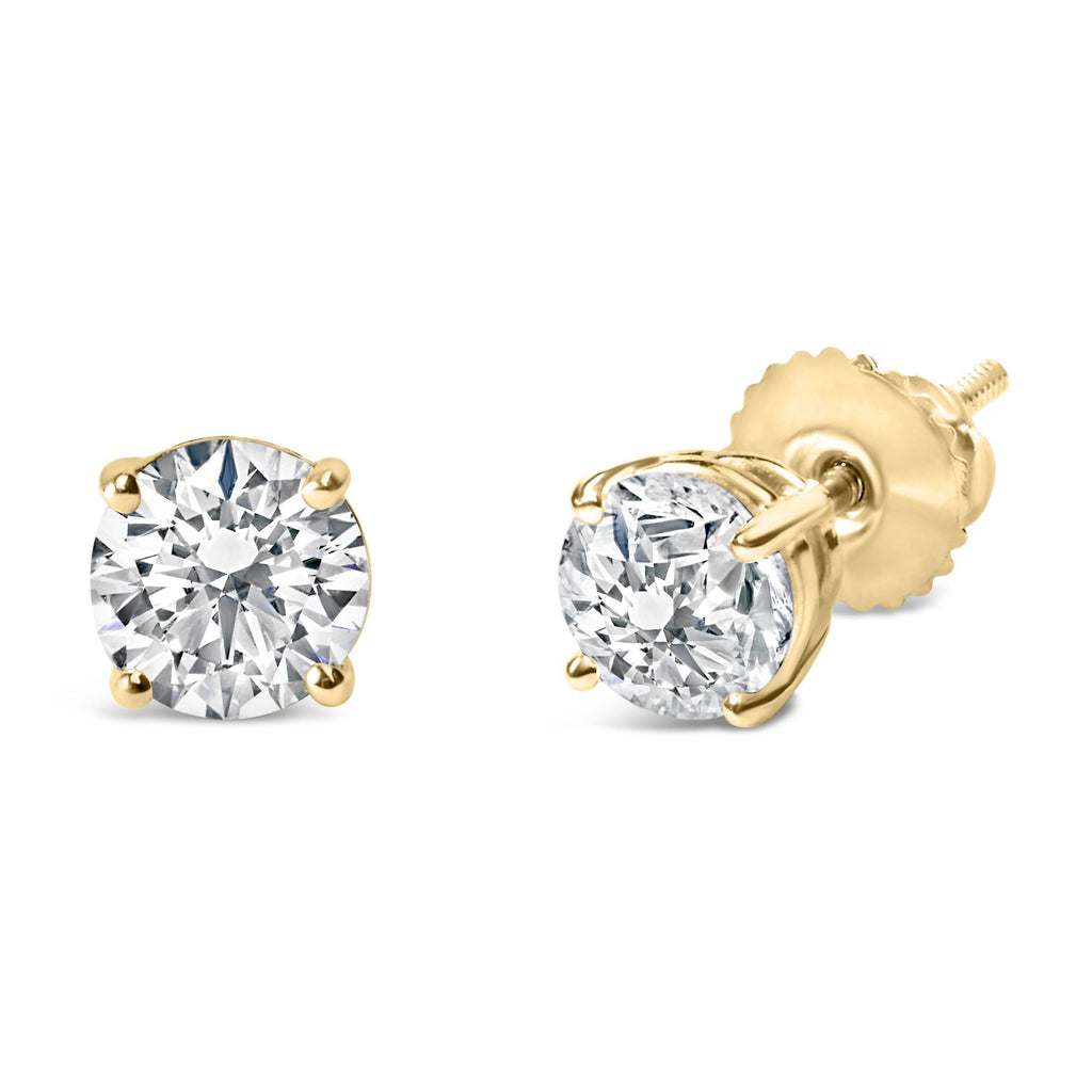 14K Gold 3.0 Cttw Lab Grown Diamond Solitaire Stud Earrings - Friggin Jewelry