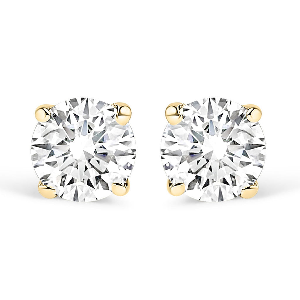 Aretes solitarios de diamantes redondos cultivados en laboratorio de 1/2 quilates en oro de 14 quilates - Friggin Jewelry