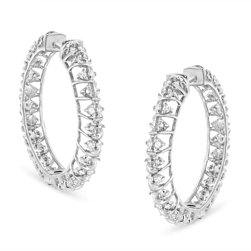 Orecchini a cerchio in argento sterling 925 con diamanti da 1/2 carati (colore IJ, purezza I2-I3) - Friggin Jewelry