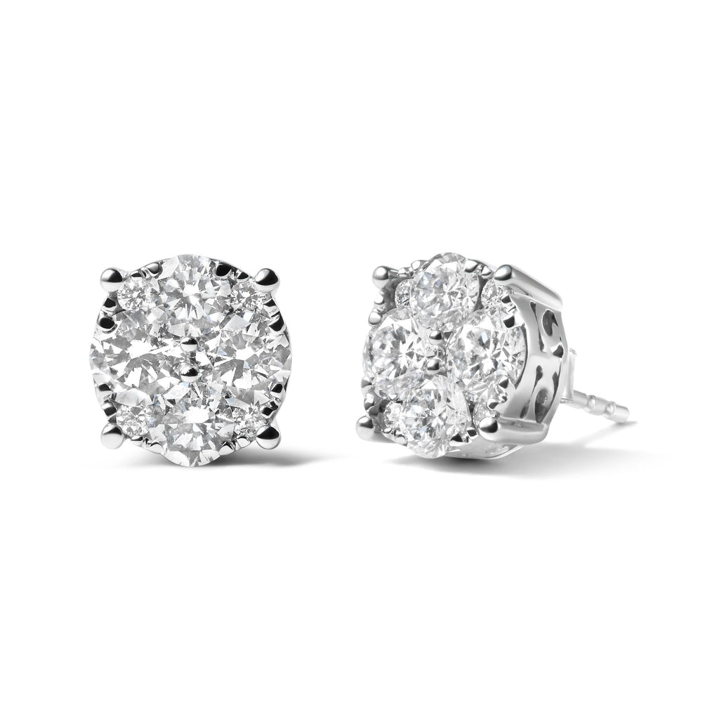 Aretes de oro blanco de 14 quilates con diamantes cultivados en laboratorio de 2,00 quilates (color GH, claridad VS1-VS2) - Friggin Jewelry