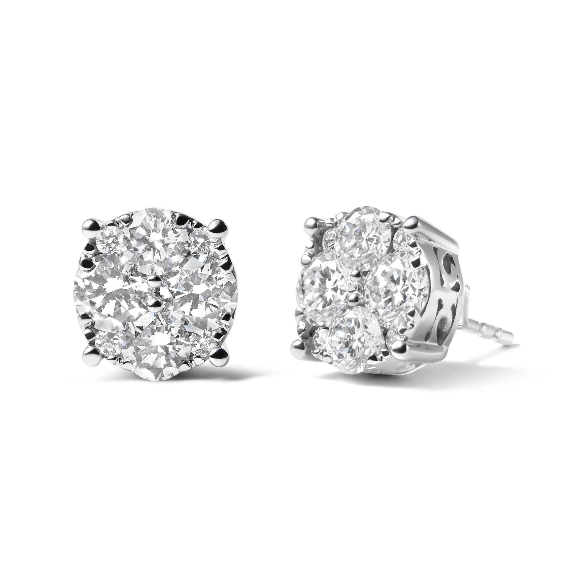 Aretes de oro blanco de 14 quilates con diamantes cultivados en laboratorio de 2,00 quilates (color GH, claridad VS1-VS2) - Friggin Jewelry