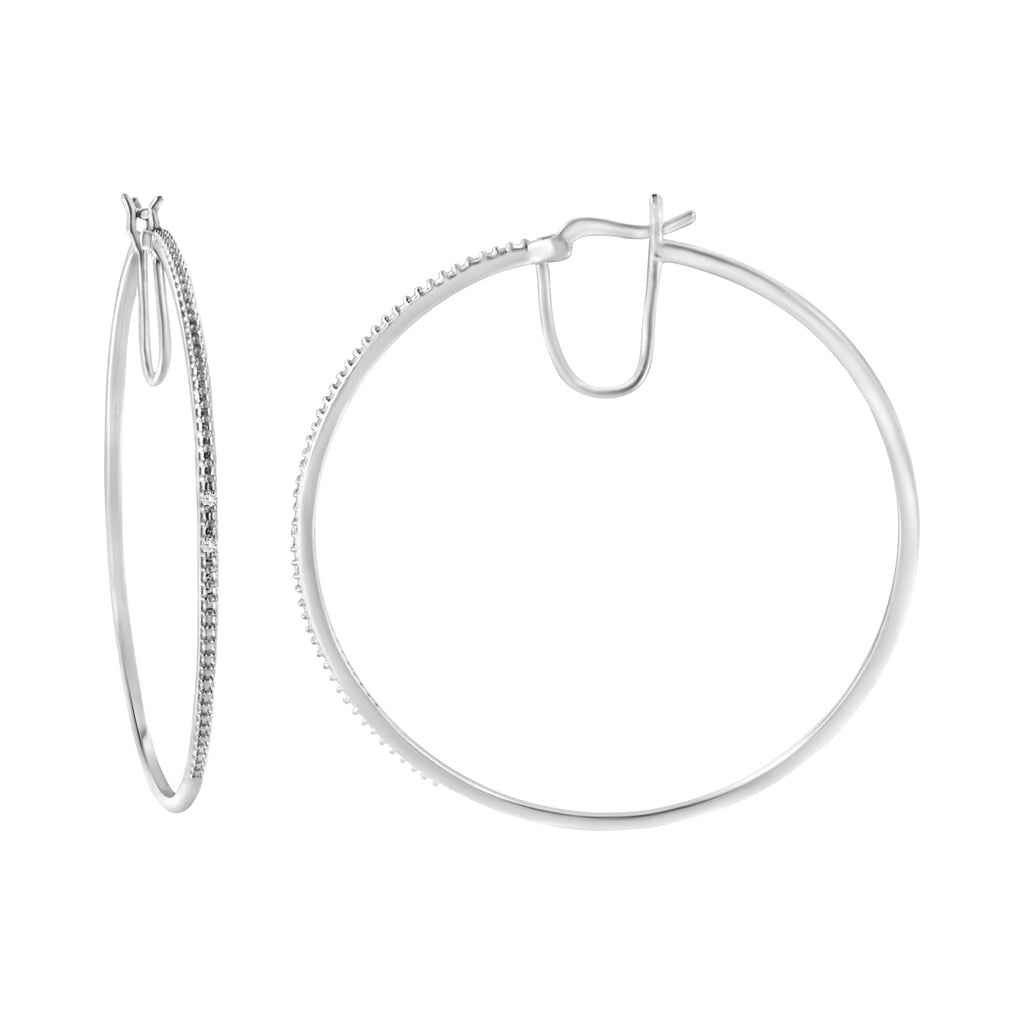 Orecchini a cerchio di medie dimensioni con diamanti in argento sterling 925 (colore IJ, purezza I2-I3) - Friggin Jewelry