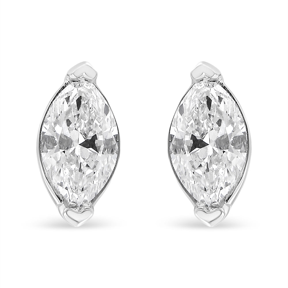 Aretes solitarios de diamantes cultivados en laboratorio de 4/5 quilates en oro blanco de 14 quilates - Friggin Jewelry