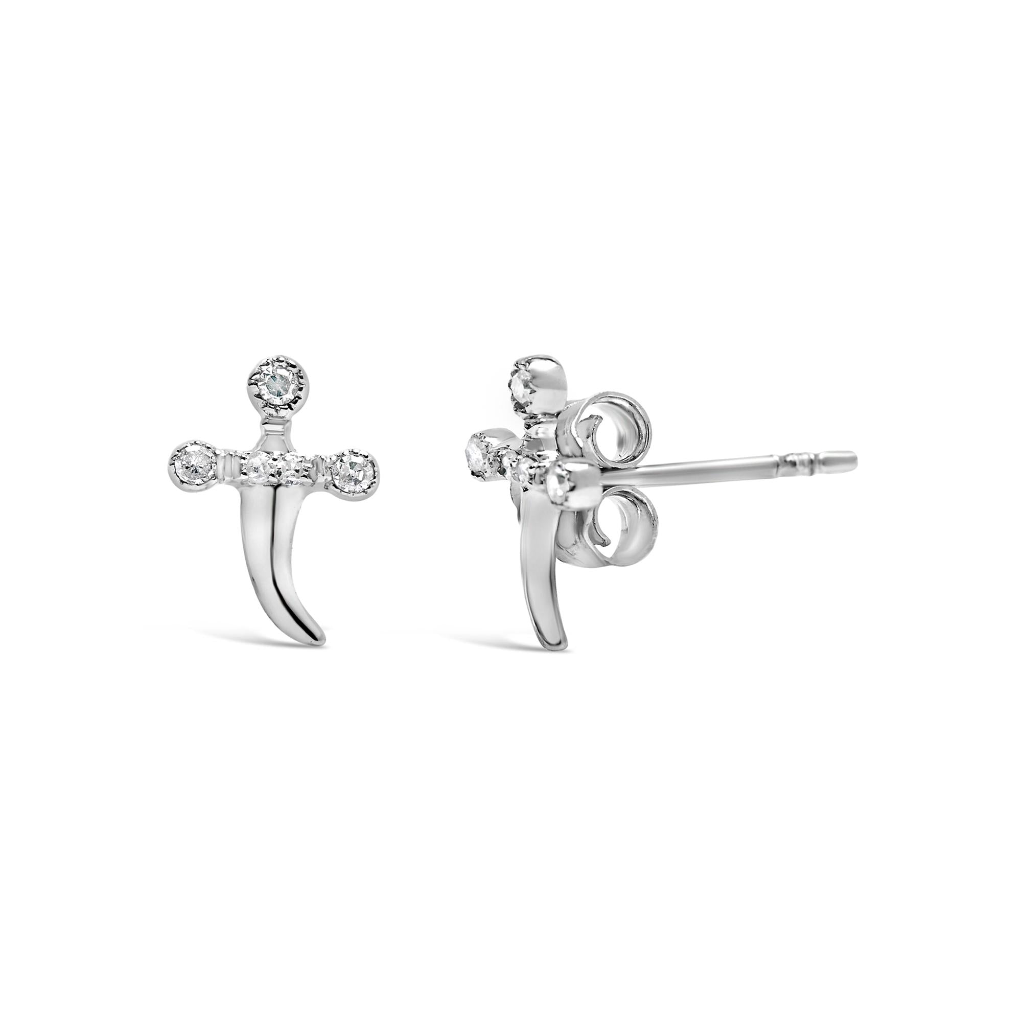 Pendientes de plata de ley 925 con detalle de diamante (color HI, claridad I2-I3) - Friggin Jewelry