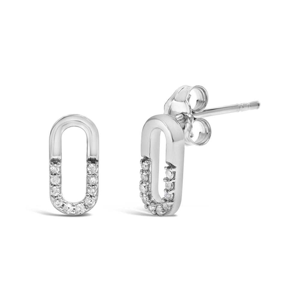 Pendientes de clip de diamante con diamante 1/10 en plata de ley 925 (color HI, claridad I2-I3) - Friggin Jewelry