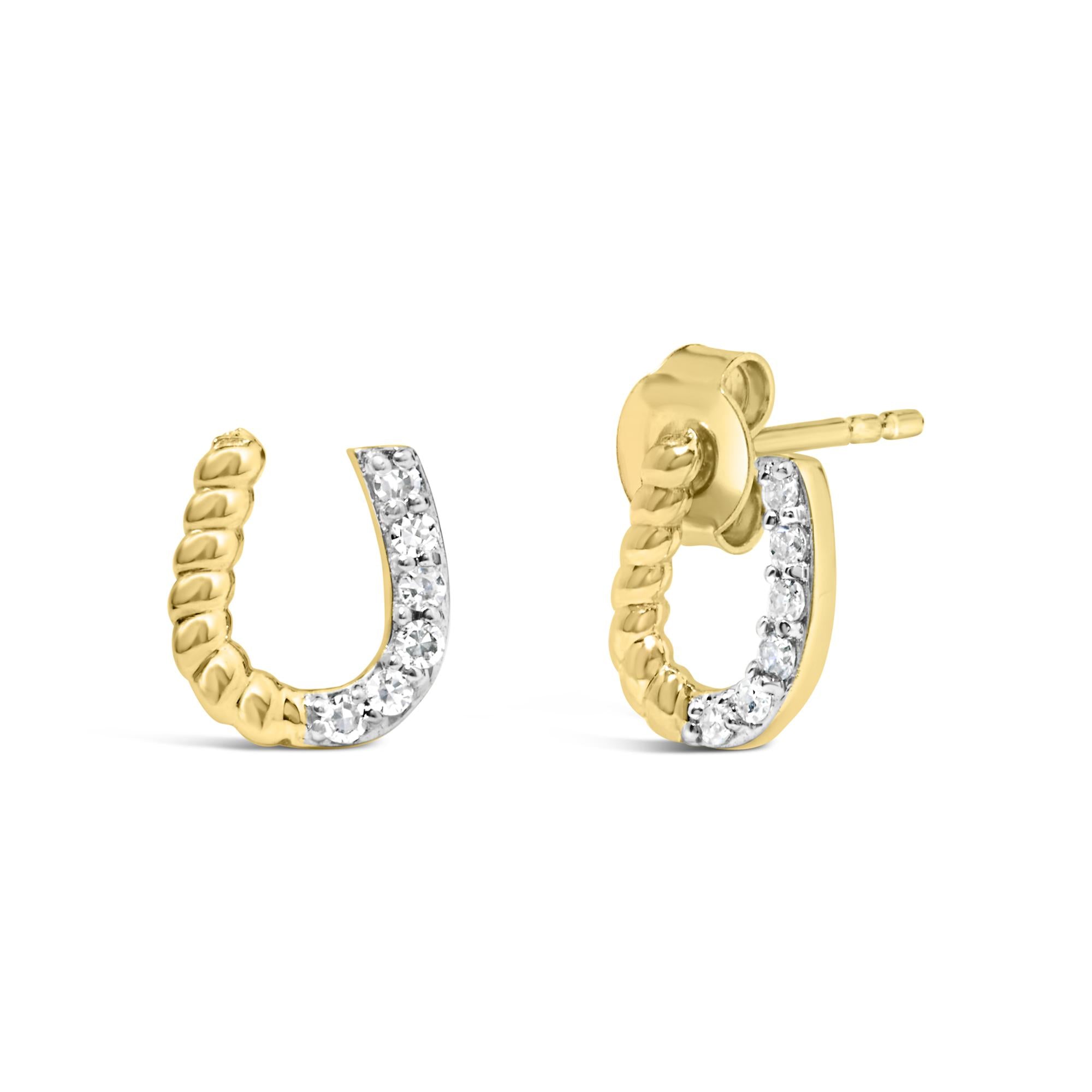 Aretes de herradura trenzada de oro amarillo de 10 quilates (1/10 quilates) (color HI, claridad SI1-SI2) - Friggin Jewelry