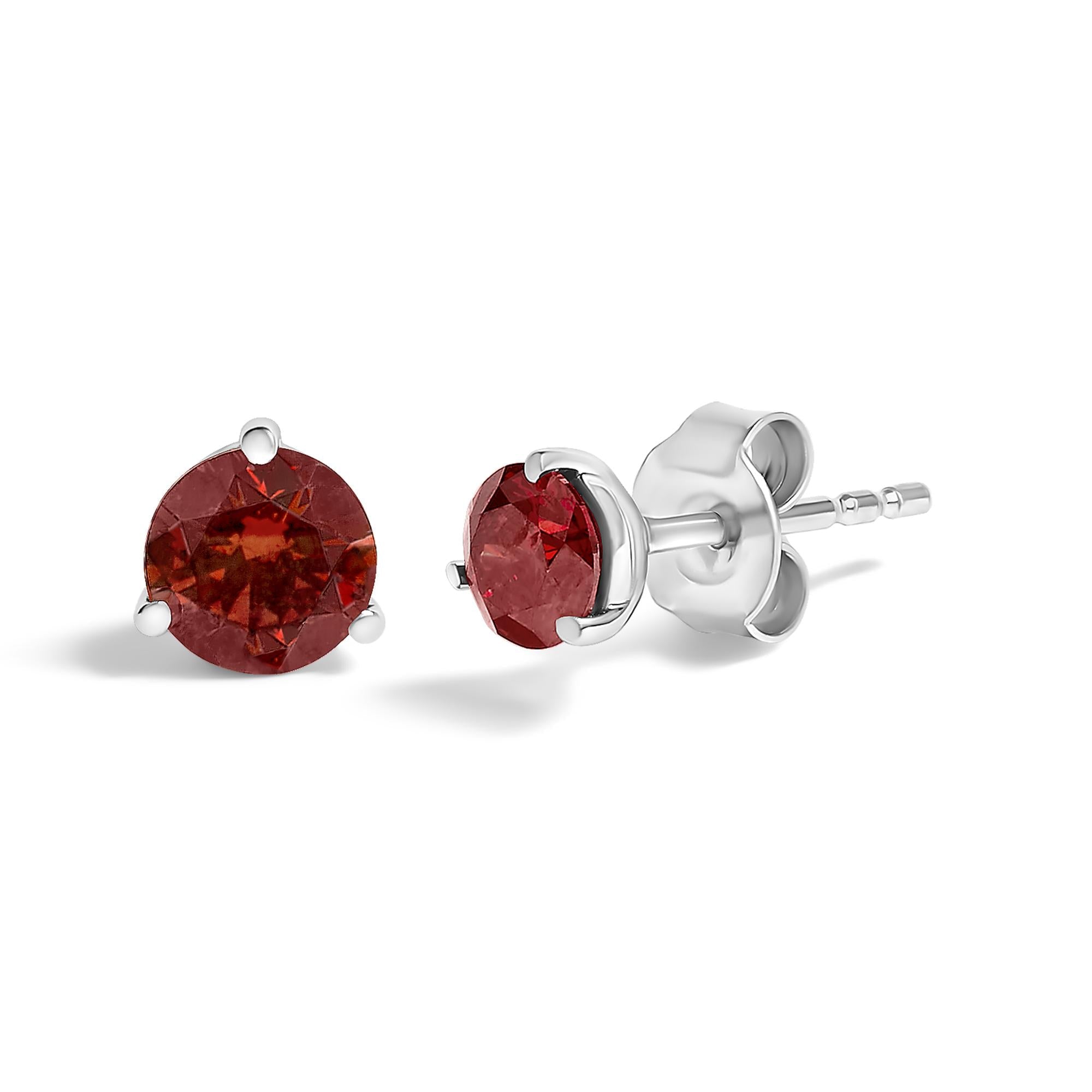 14K White Gold 1/2 Cttw Lab-Grown Round Brilliant-Cut Colored Diamond Classic 3-Prong Martini set Stud Earrings (VS1-VS2 Clarity) - Friggin Jewelry