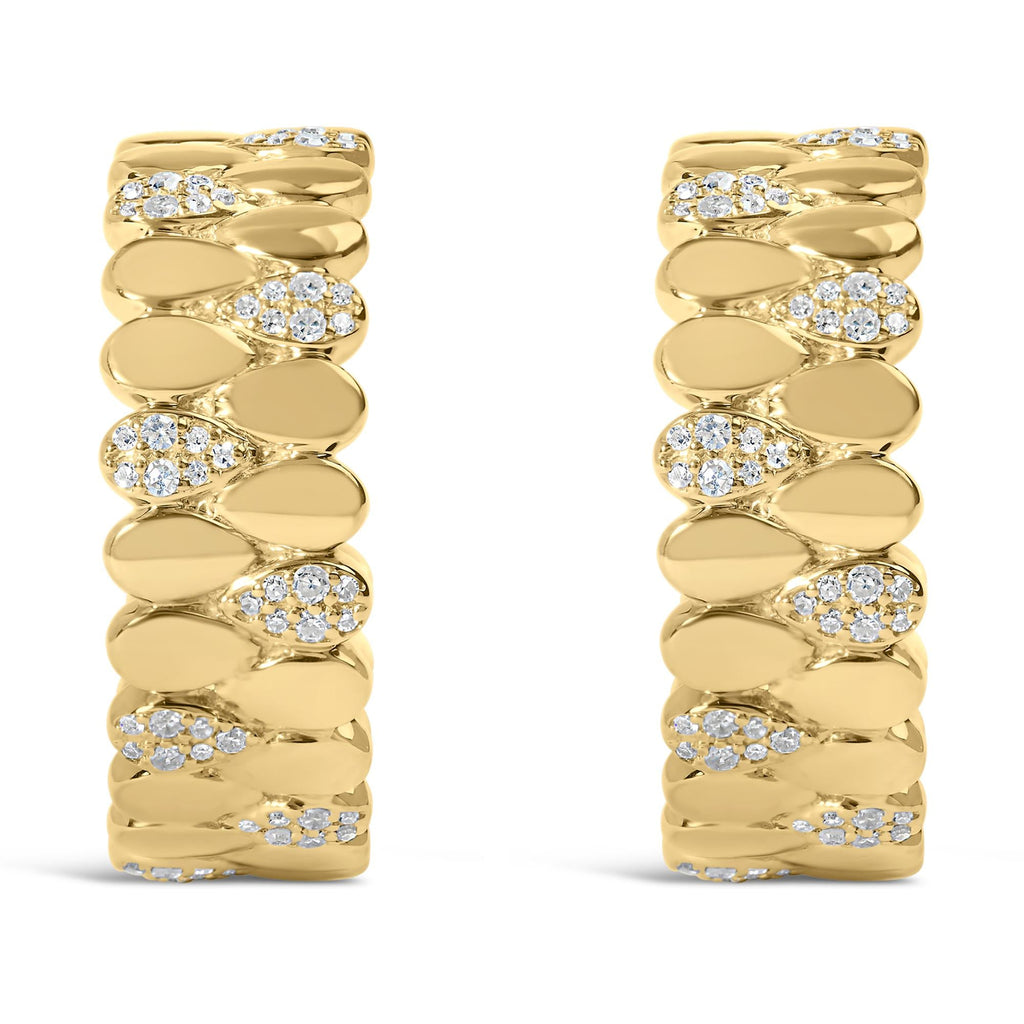 Orecchini a cerchio a forma di J in argento sterling 925 placcato oro giallo 14K con diamanti da 3/8 carati (colore HI, purezza I1-I2) - Friggin Jewelry
