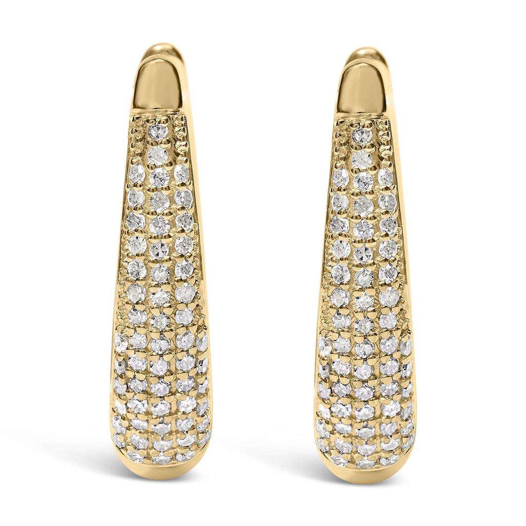 Aros de plata de ley 925 bañados en oro amarillo de 14 quilates con diamantes pavé de 3/8 quilates (color HI, claridad I1-I2) - Friggin Jewelry
