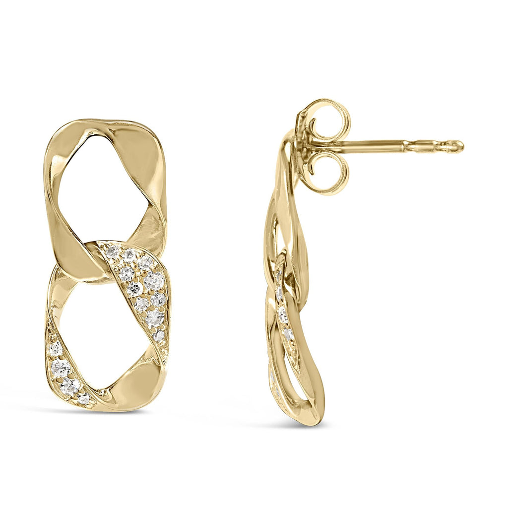 14K Yellow Gold Plated .925 Sterling Silver Open Link 1/5 Cttw Diamond Drop Earrings (H-I Color, I1-I2 Clarity) - Friggin Jewelry