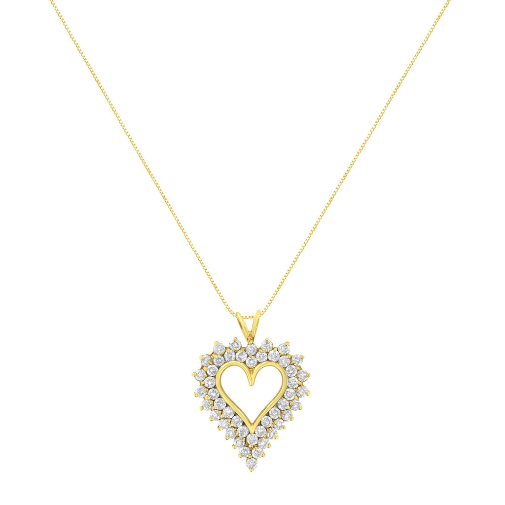 Collana con ciondolo a forma di cuore in oro giallo 14 carati e argento sterling 925 con diamanti taglio rotondo da 4 carati (colore KL, purezza I1-I2) - Friggin Jewelry