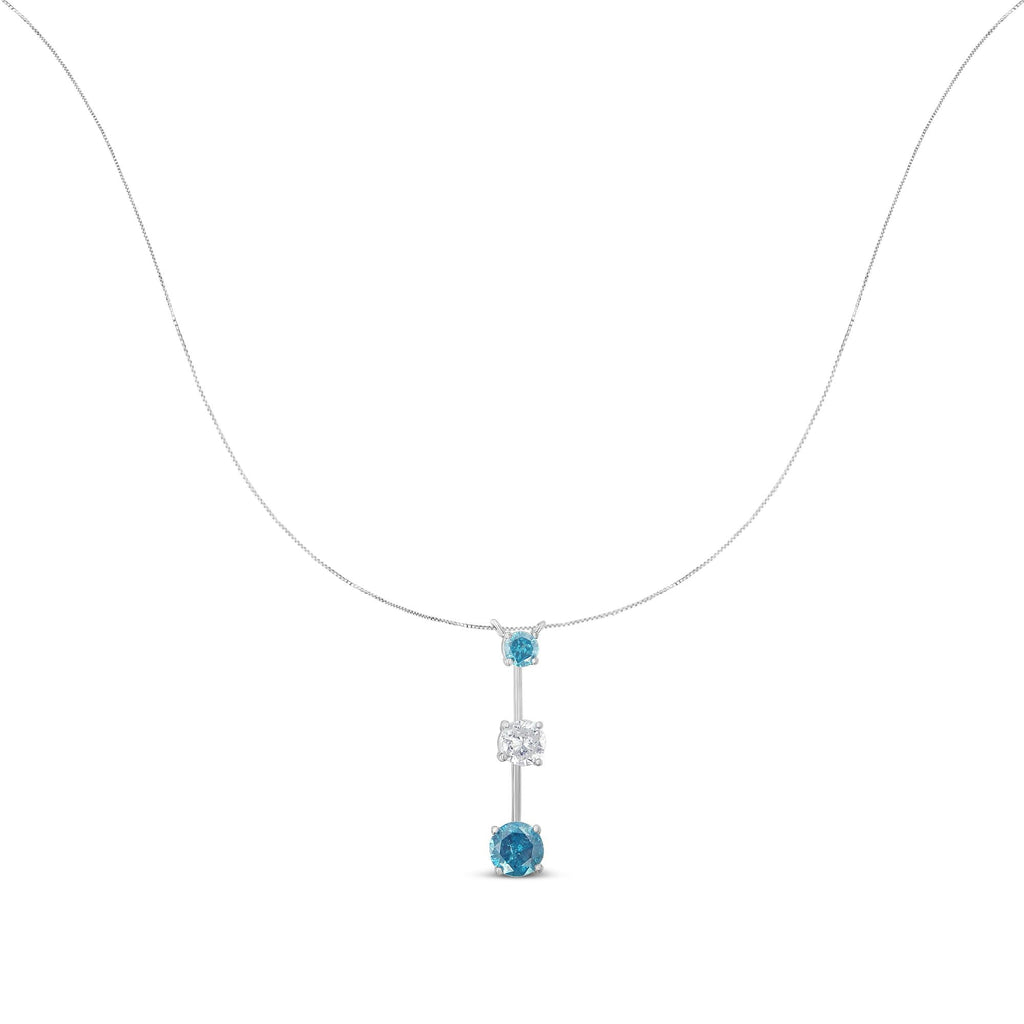 Collana con ciondolo in oro bianco 14 carati con diamanti bianchi e blu trattati da 1 1/2 ct (HI, I1-I2) - Friggin Jewelry