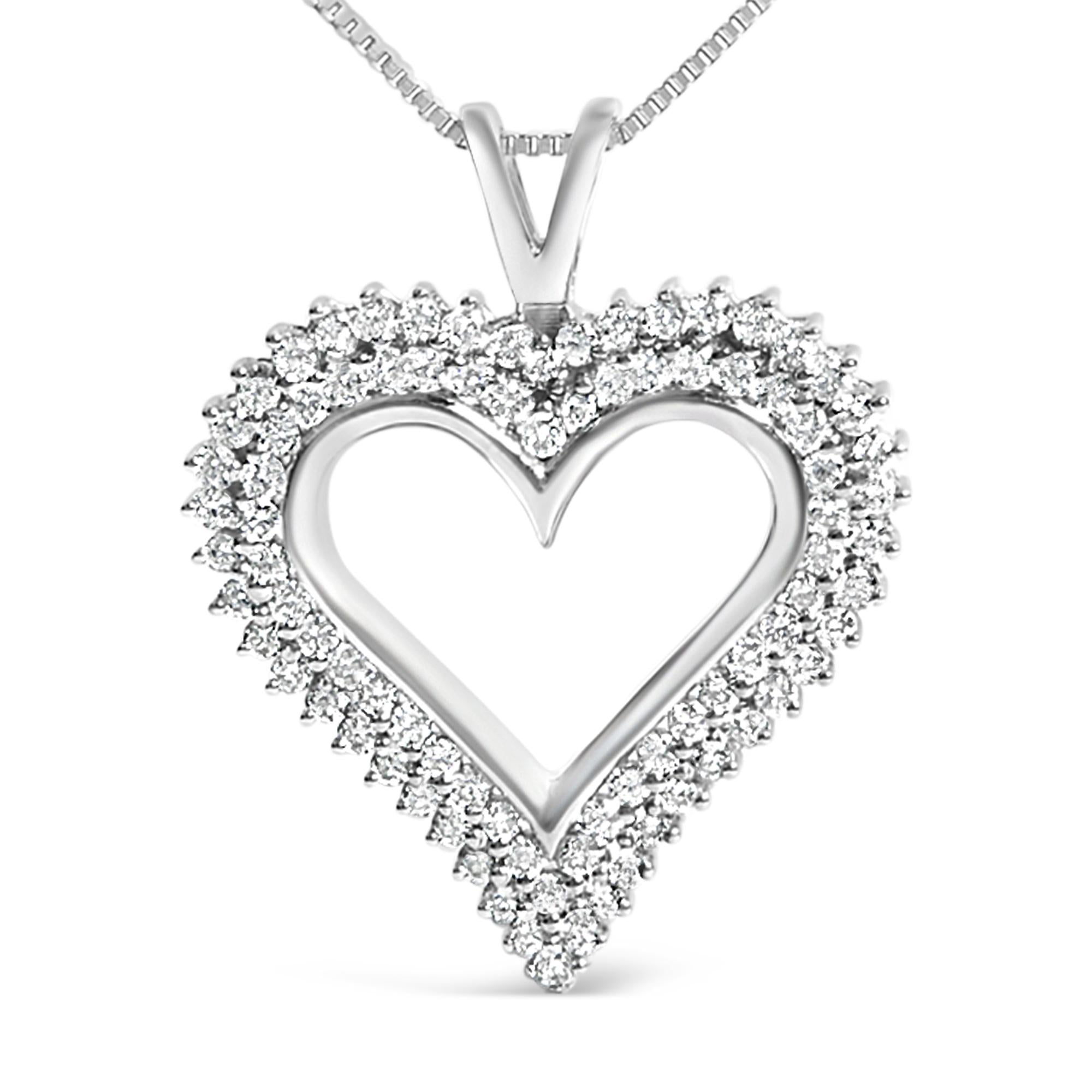.925 Sterling Silver Diamond Heart 18" Pendant Necklace (I-J Color, I2-I3 Clarity) - Friggin Jewelry
