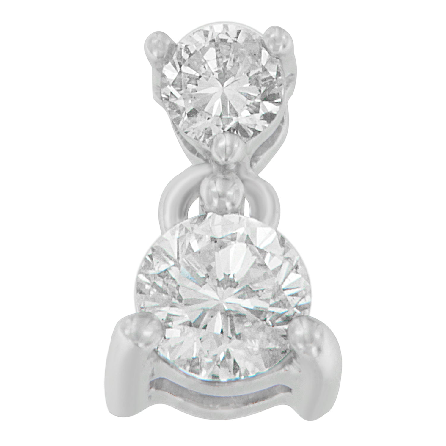14K White Gold 1/2 cttw Round Cut Diamond Pendant Necklace (I-J, I1-I2) - Friggin Jewelry