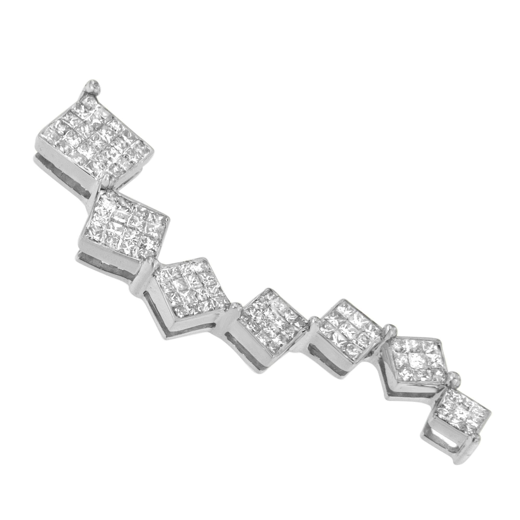 Collar con colgante curvo de serpiente de diamantes de 1 ct en oro blanco de 10 quilates (HI, I1-I2) - Friggin Jewelry