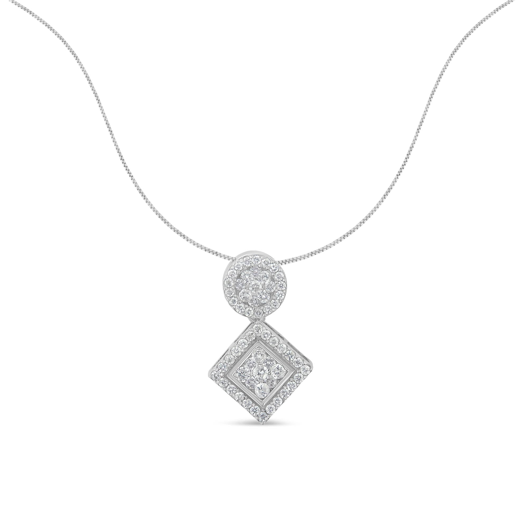14K White Gold 1 cttw Diamond Pendant Necklace (H-I, I1-I2) - Friggin Jewelry Premium