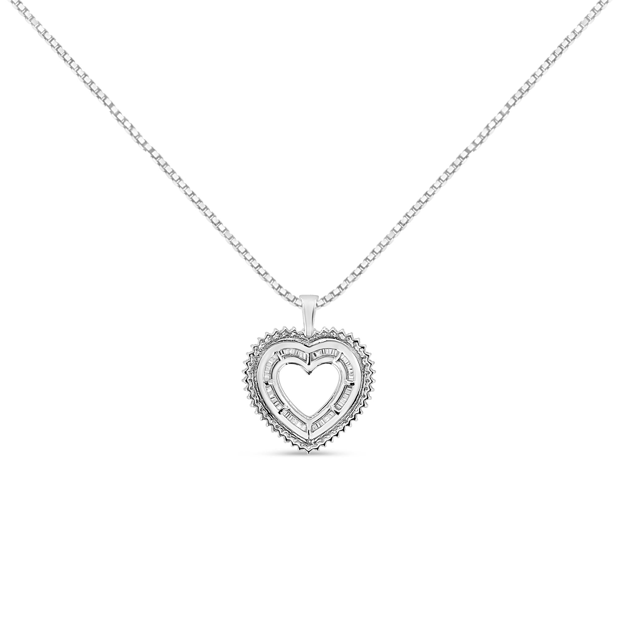 .925 Sterling Silver 1.0 Ctw Diamond Shadow Open Heart Halo 18" Pendant Necklace (I-J Color, I1-I2 Clarity) - Friggin Jewelry