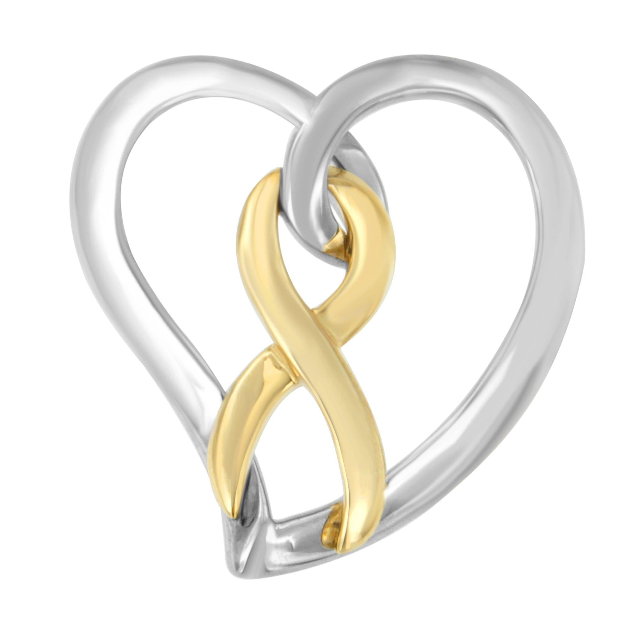 14K Gold and Silver Heart Bow Pendant Necklace - Friggin Jewelry