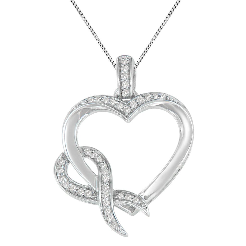 Collar con colgante de corazón de diamantes de 1/6 cttw en plata de ley 925 (HI, I1-I2) - Friggin Jewelry