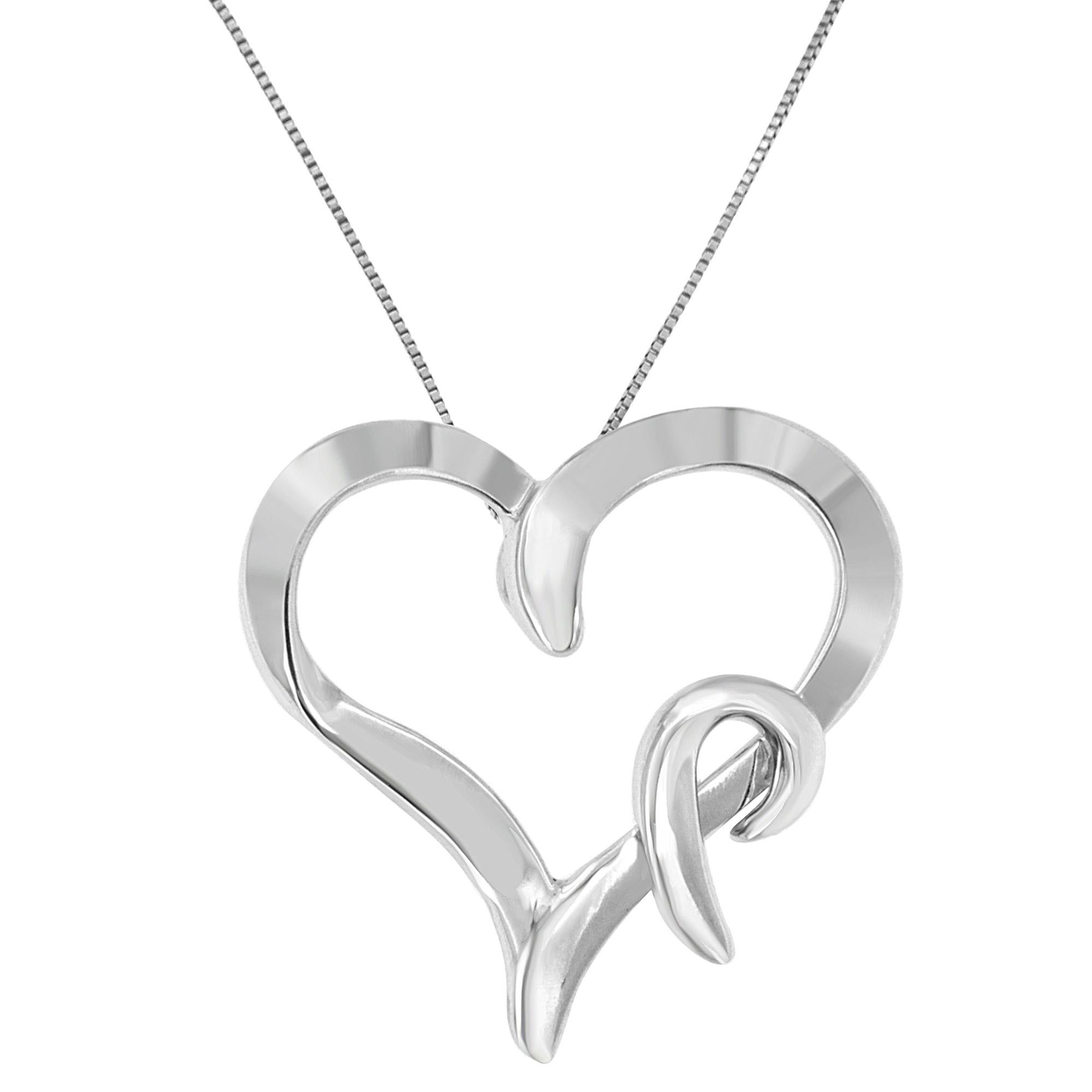 .925 Sterling Silver Heart Shaped Pendant Necklace - Friggin Jewelry
