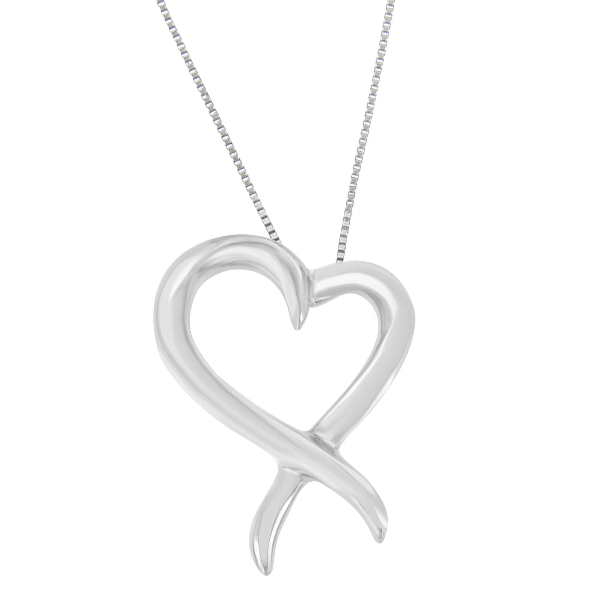 .925 Sterling Silver Open Heart-Shaped Awareness Ribbon Pendant Necklace - Friggin Jewelry