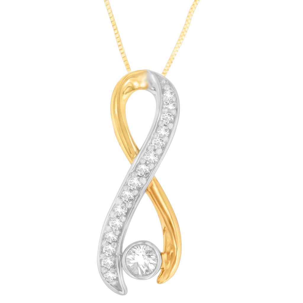Collana con ciondolo a nastro radiante in oro bicolore 10K con diamanti da 1/5 cttw (HI, I1-I2) - Friggin Jewelry