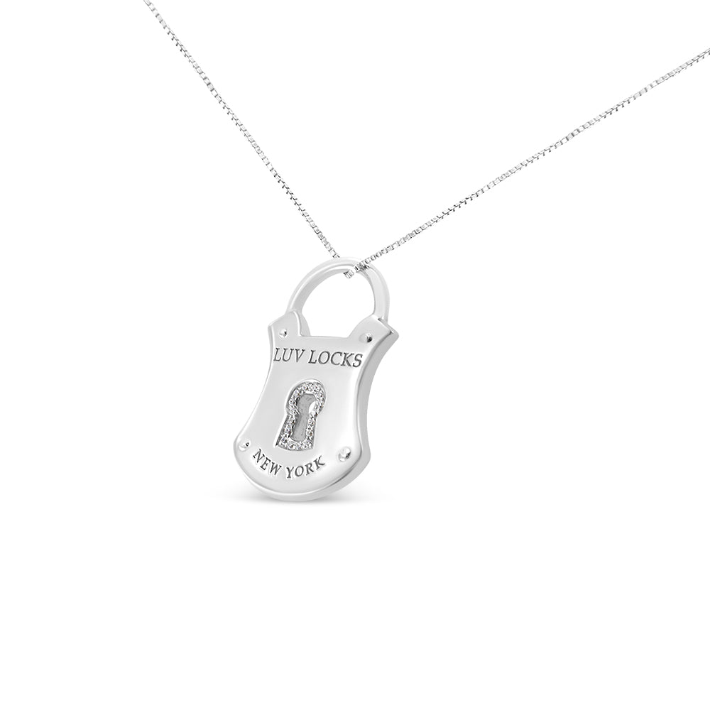 Collana con ciondolo a forma di lucchetto con diamanti da 1/10 ct in argento sterling 925, lunghezza 18 pollici (colore HI, purezza I1-I2) - Friggin Jewelry