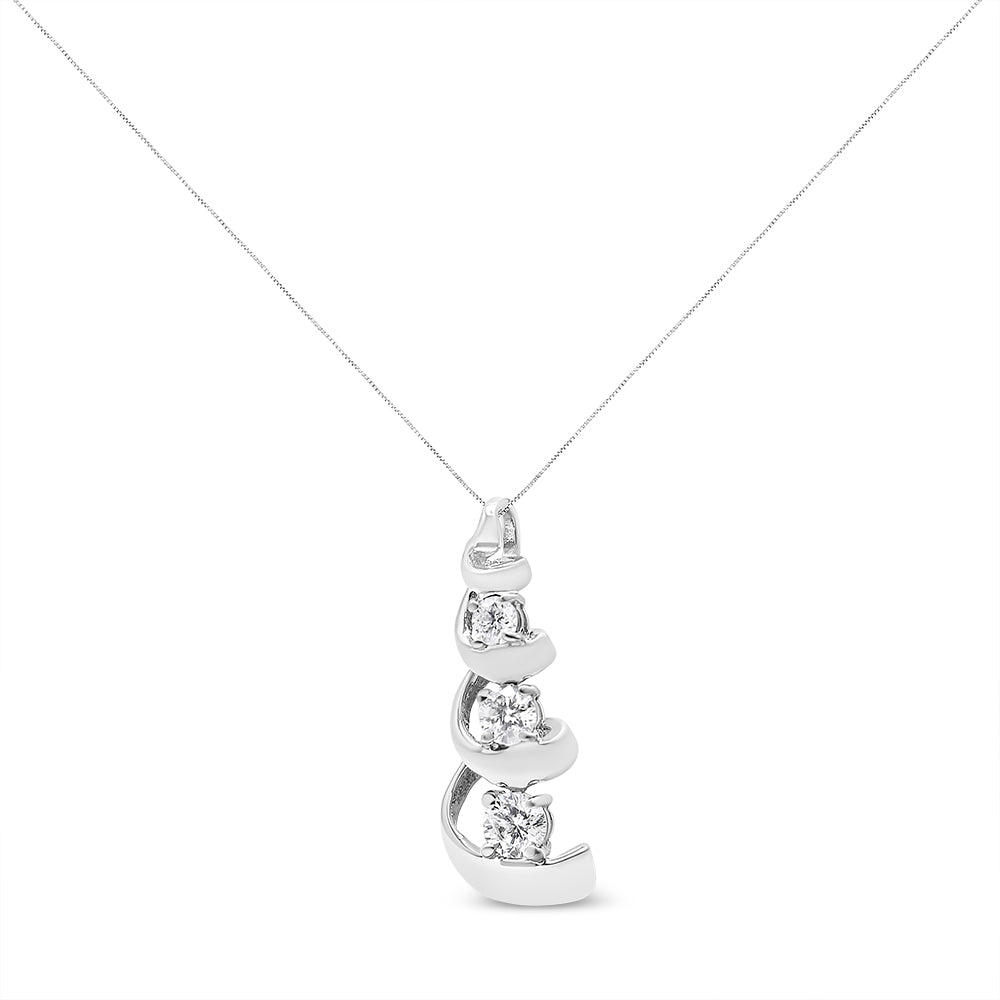 .925 Sterling Silver 1/4 cttw Diamond Swirl Shape Pendant Necklace (I-J, I2-I3) - Friggin Jewelry