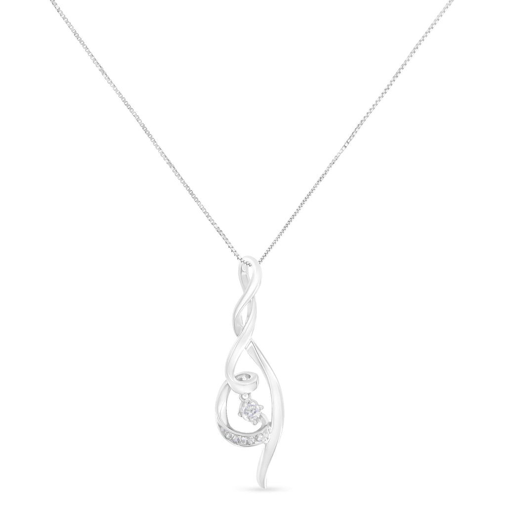 Espira 10K White Gold 1/10 cttw Diamond Swirl Pendant Necklace (I-J, I1-I2) - Friggin Jewelry