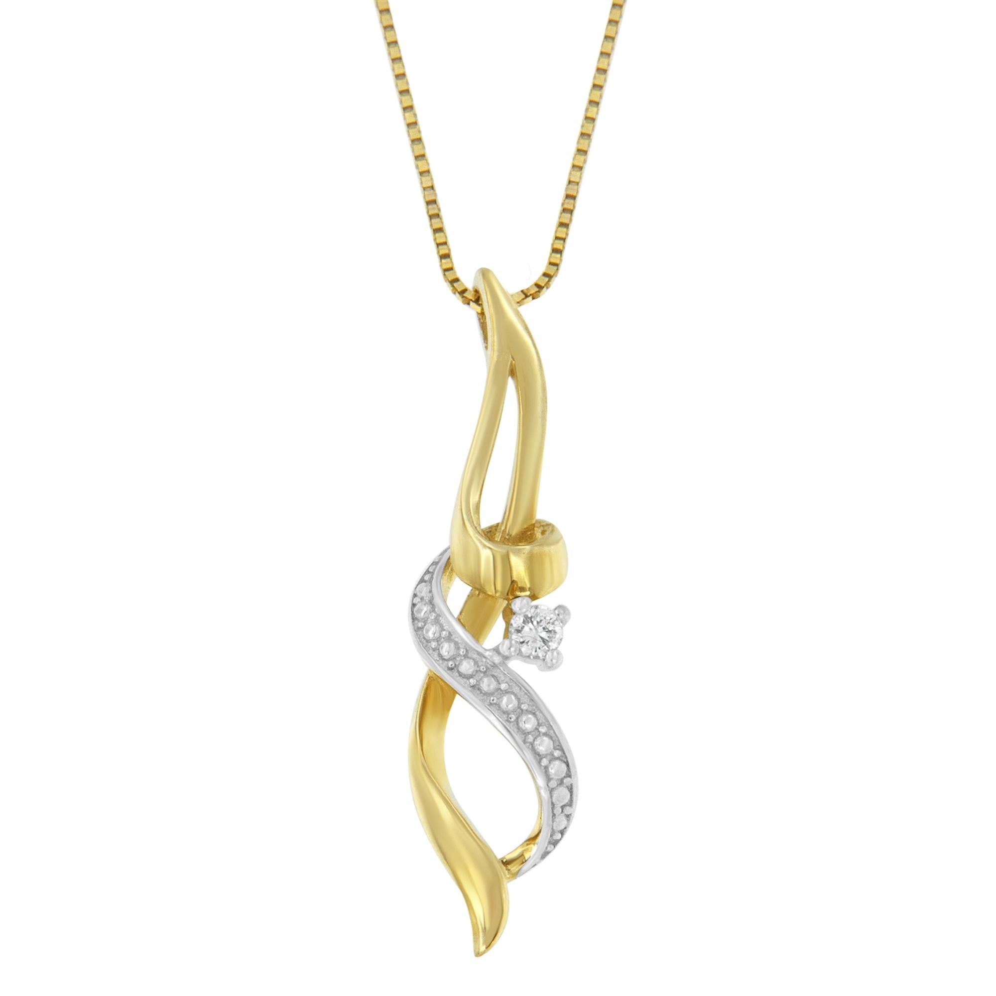 Collar Espira con colgante en espiral de oro amarillo de 10 quilates y 1/20 ct de diamantes de talla redonda (HI, I1-I2) - Friggin Jewelry
