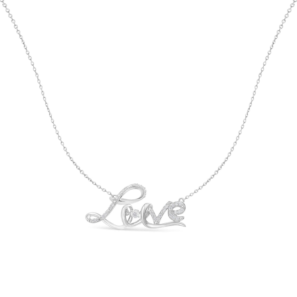 Collar con colgante "Love" de 45 cm en plata de ley 925 con diamantes de 1/4 ct y cursiva (color HI, claridad I1-I2) - Friggin Jewelry