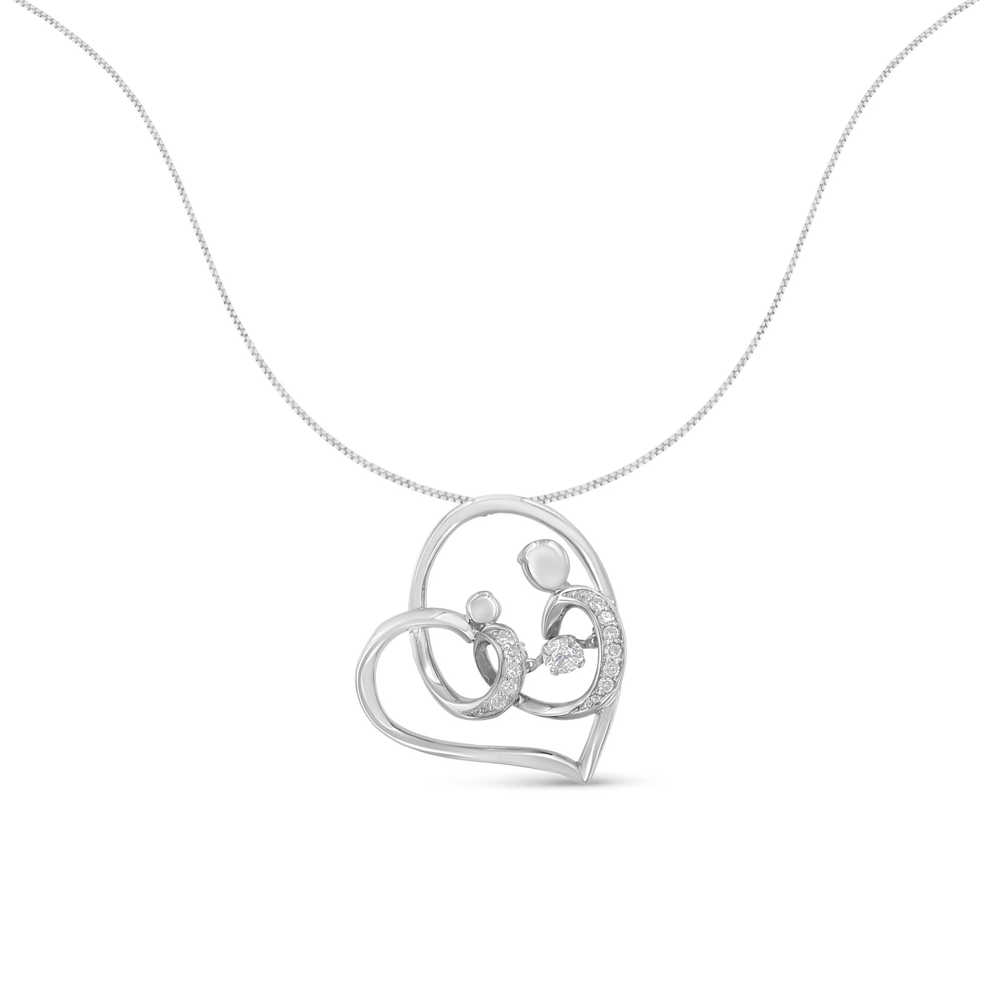 .925 Sterling Silver 1/6 cttw Diamond Heart Pendant Necklace (H-I, I1-I2) - Friggin Jewelry