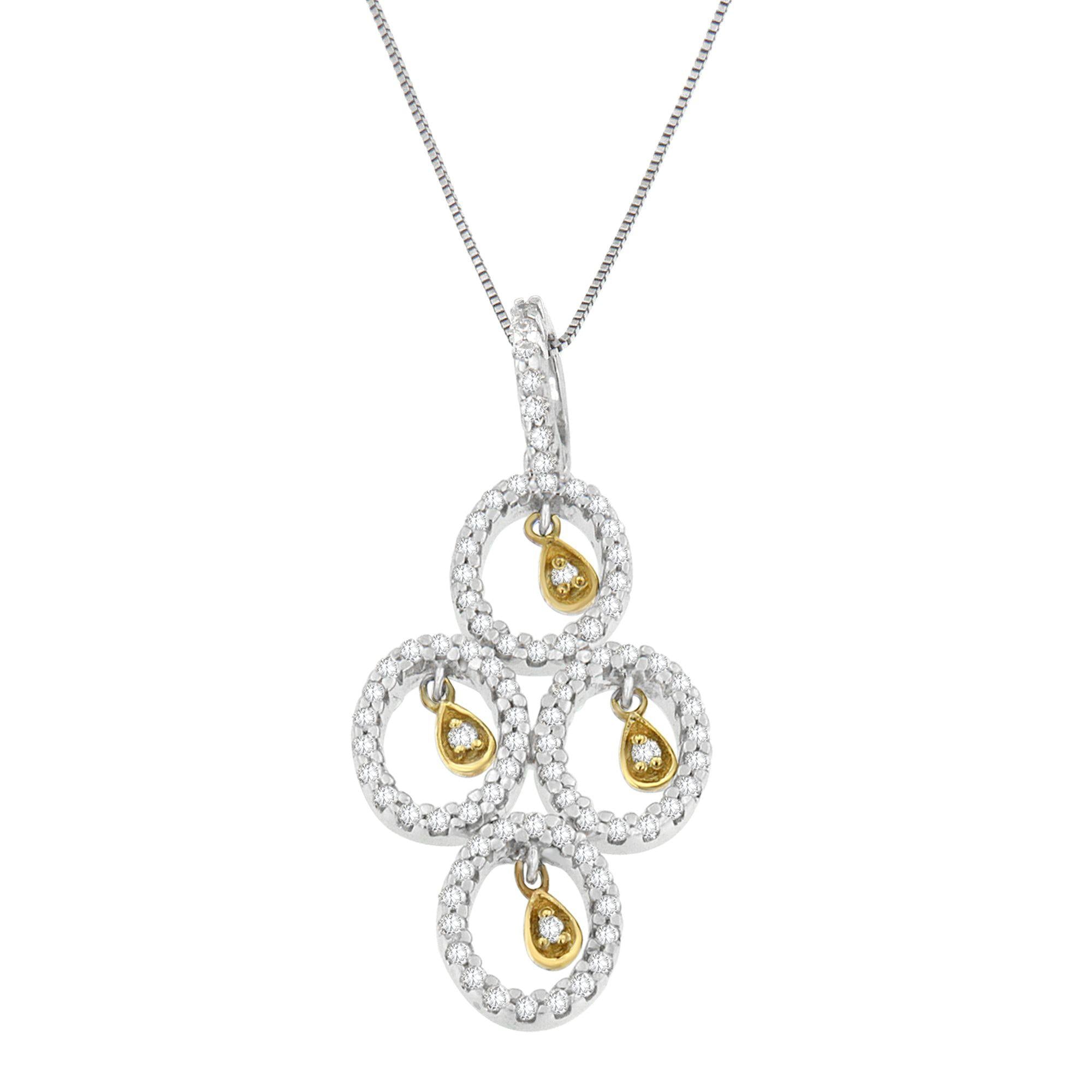 Collar con colgante de diamantes redondos de 2/5 cttw en oro bicolor de 14 quilates (HI, I1-I2) - Friggin Jewelry