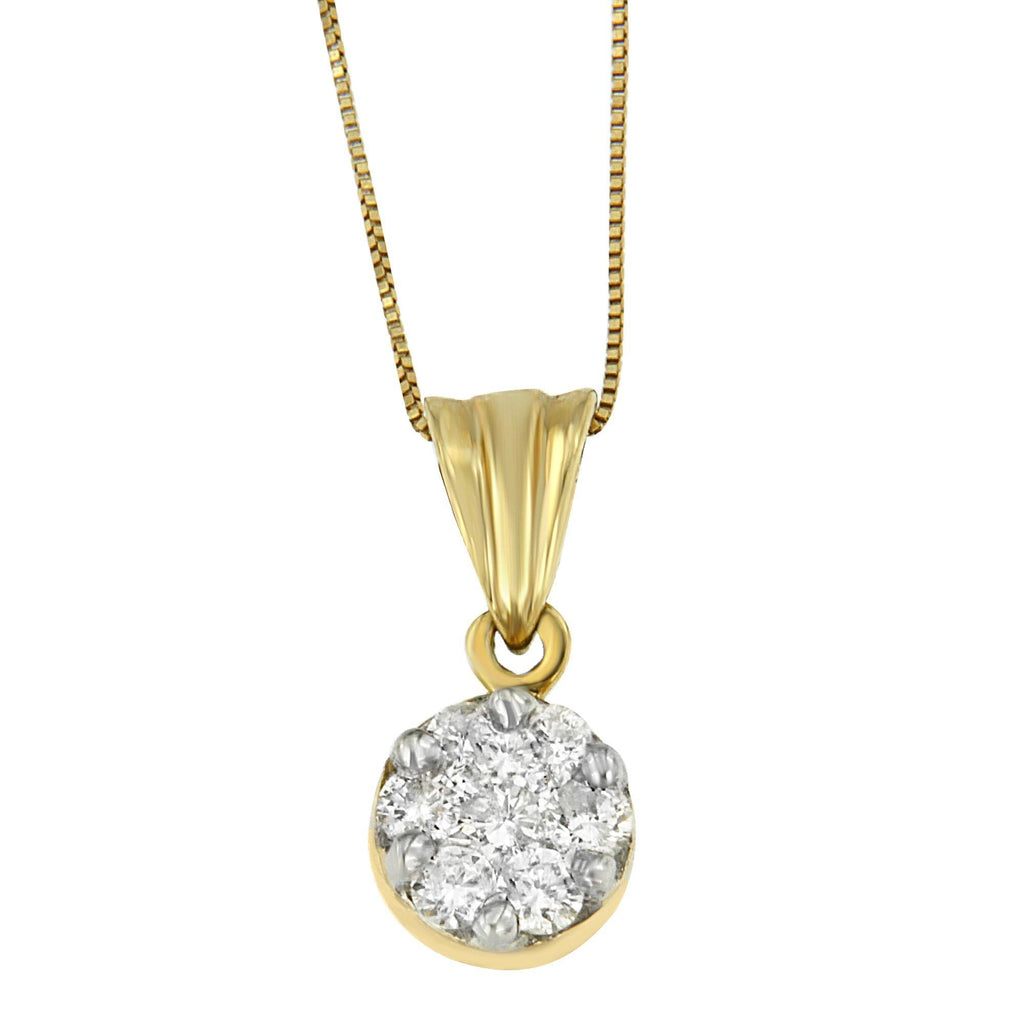 Collar con colgante circular de diamantes de talla redonda de 1/2 ct en oro amarillo de 14 quilates (HI, I1-I2) - Friggin Jewelry