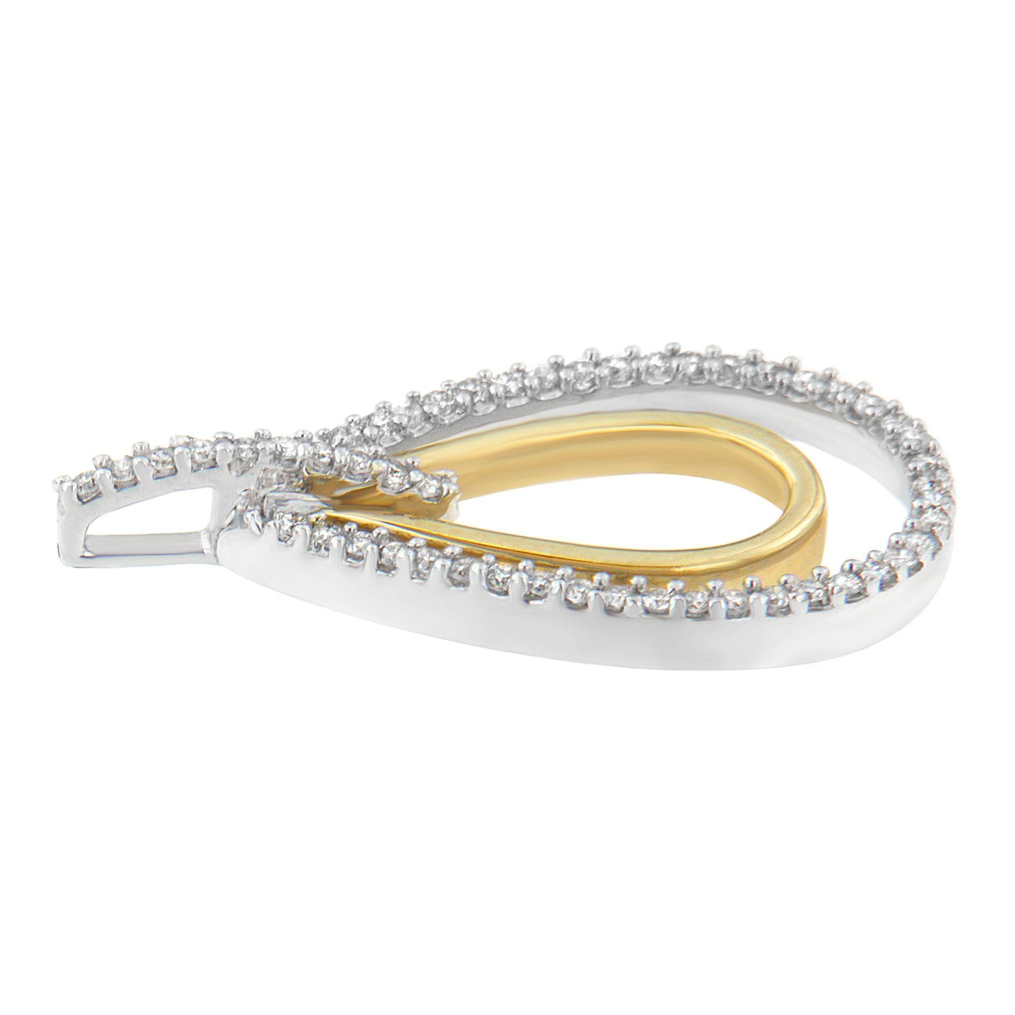 14K Two-Tone Gold Round Cut Diamond Double Burst Pendant Necklace (1/4 cttw, H-I Color, SI2-I1 Clarity) - Friggin Jewelry