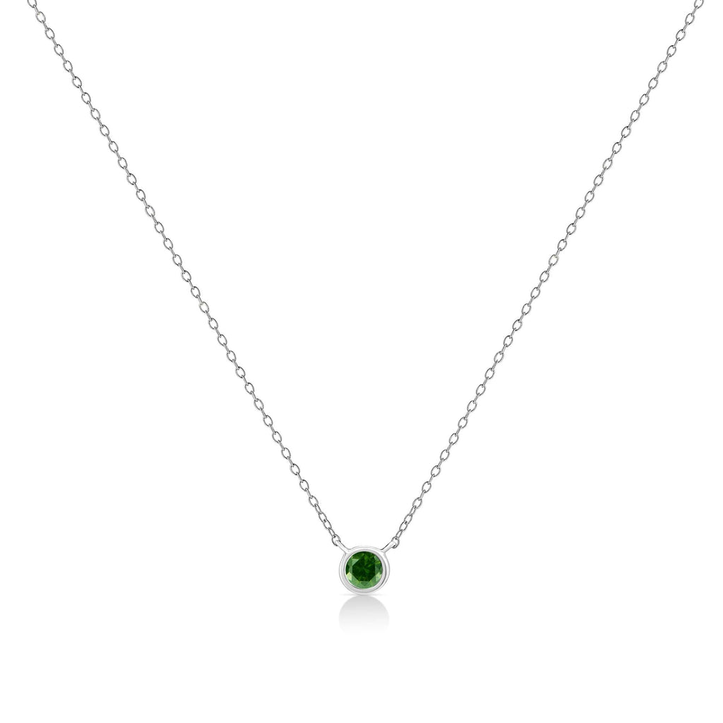 Collar con colgante ajustable solitario de 40,6 a 45,7 cm en plata de ley 925 con diamantes de colores de 1/10 ct y engaste en bisel (color realzado, claridad I1-I2) - Friggin Jewelry