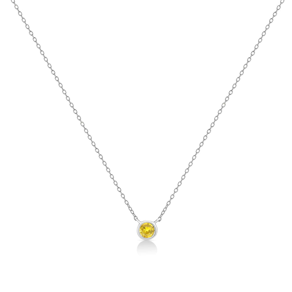 Collar con colgante ajustable solitario de 40,6 a 45,7 cm en plata de ley 925 con diamantes de colores de 1/10 ct y engaste en bisel (color realzado, claridad I1-I2) - Friggin Jewelry