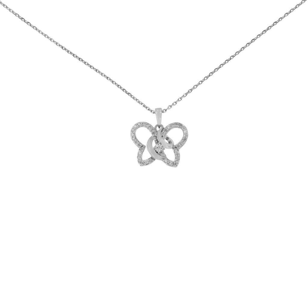 .925 Sterling Silver 1/4 cttw Prong-Set Diamond Butterfly 18" Pendant Necklace (H-I Color, I1-I2 Clarity) - Friggin Jewelry