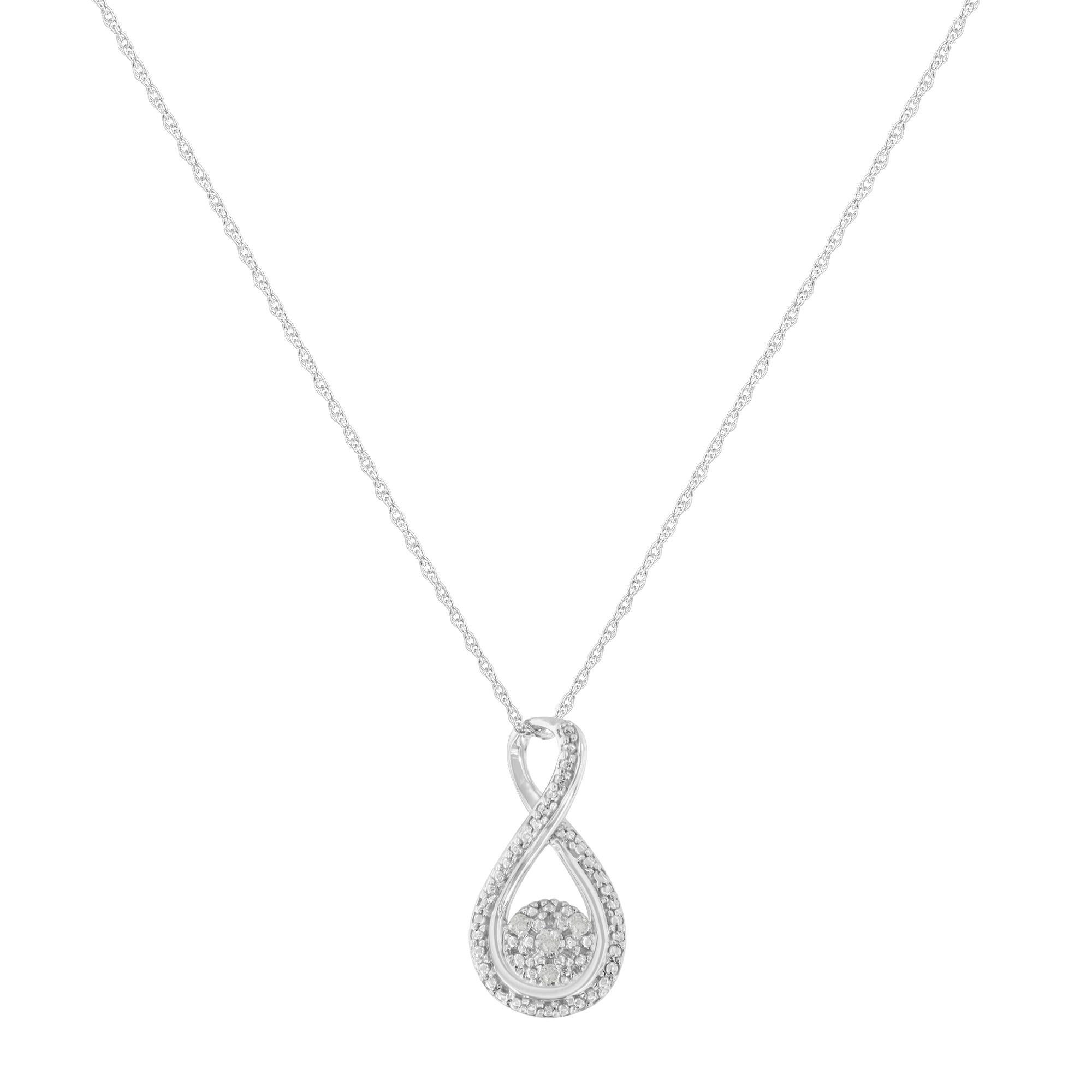 .925 Sterling Silver Diamond Accent Infinity 18" Pendant Necklace (I-J color, I2-I3 clarity) - Friggin Jewelry