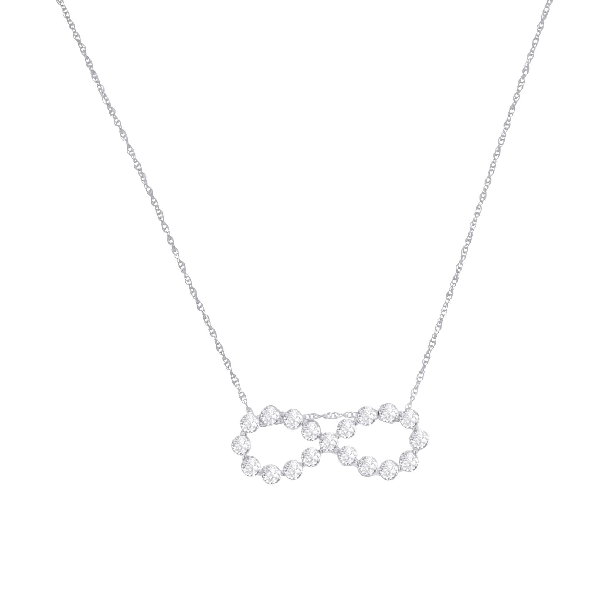 .925 Sterling Silver 1/4 cttw Diamond Infinity Pendant Necklace (I-J, I2-I3) - Friggin Jewelry