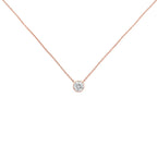 Collar con colgante solitario de oro rosa de 10 quilates de 1/5 quilates con diamante redondo de talla brillante engastado en bisel, de 40,6 a 45,7 cm (color HI, claridad SI2-I1) - Friggin Jewelry