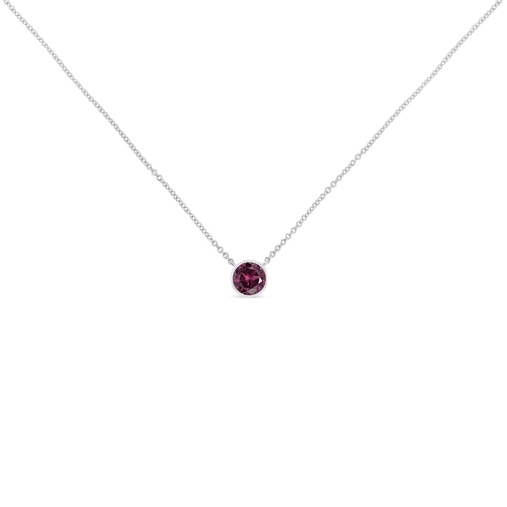 Collar con colgante solitario de 45 cm con gema creada de 3,5 mm y bisel de plata de ley 925 - Friggin Jewelry