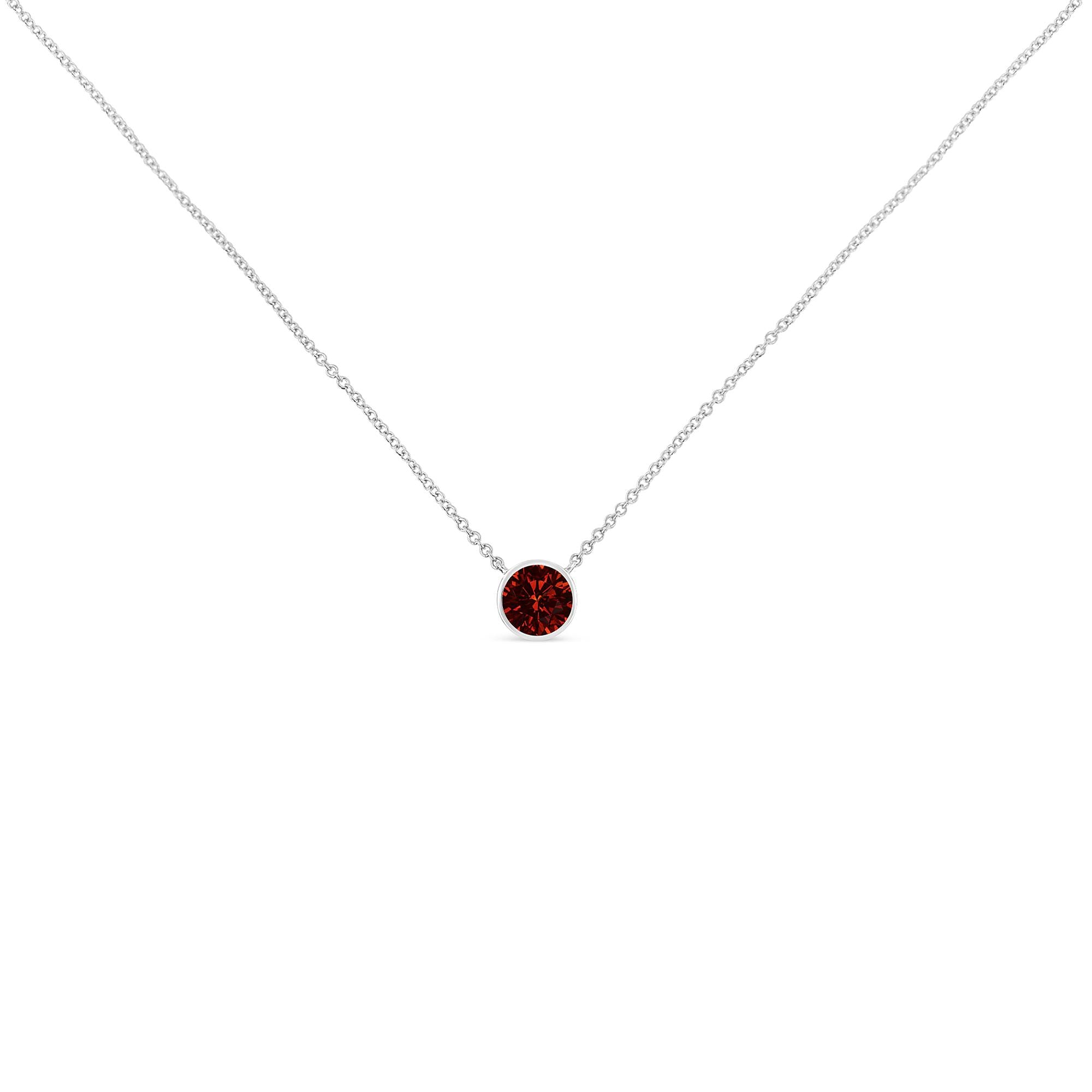 Collar con colgante solitario de 45 cm con gema creada de 3,5 mm y bisel de plata de ley 925 - Friggin Jewelry