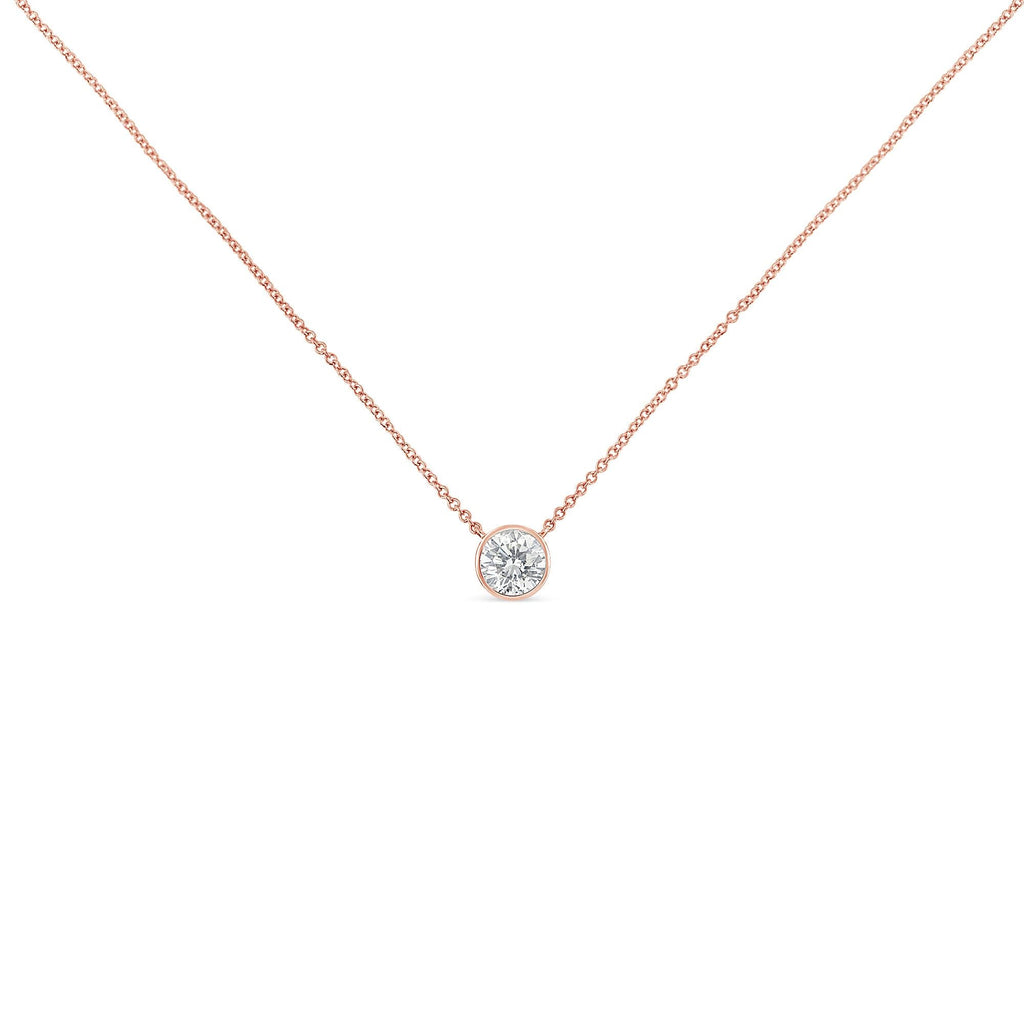 Sterling Silver Bezel-Set Diamond Solitaire Pendant Necklace (1/3 cttw, H-I Color, I1-I2 Clarity) - Friggin Jewelry