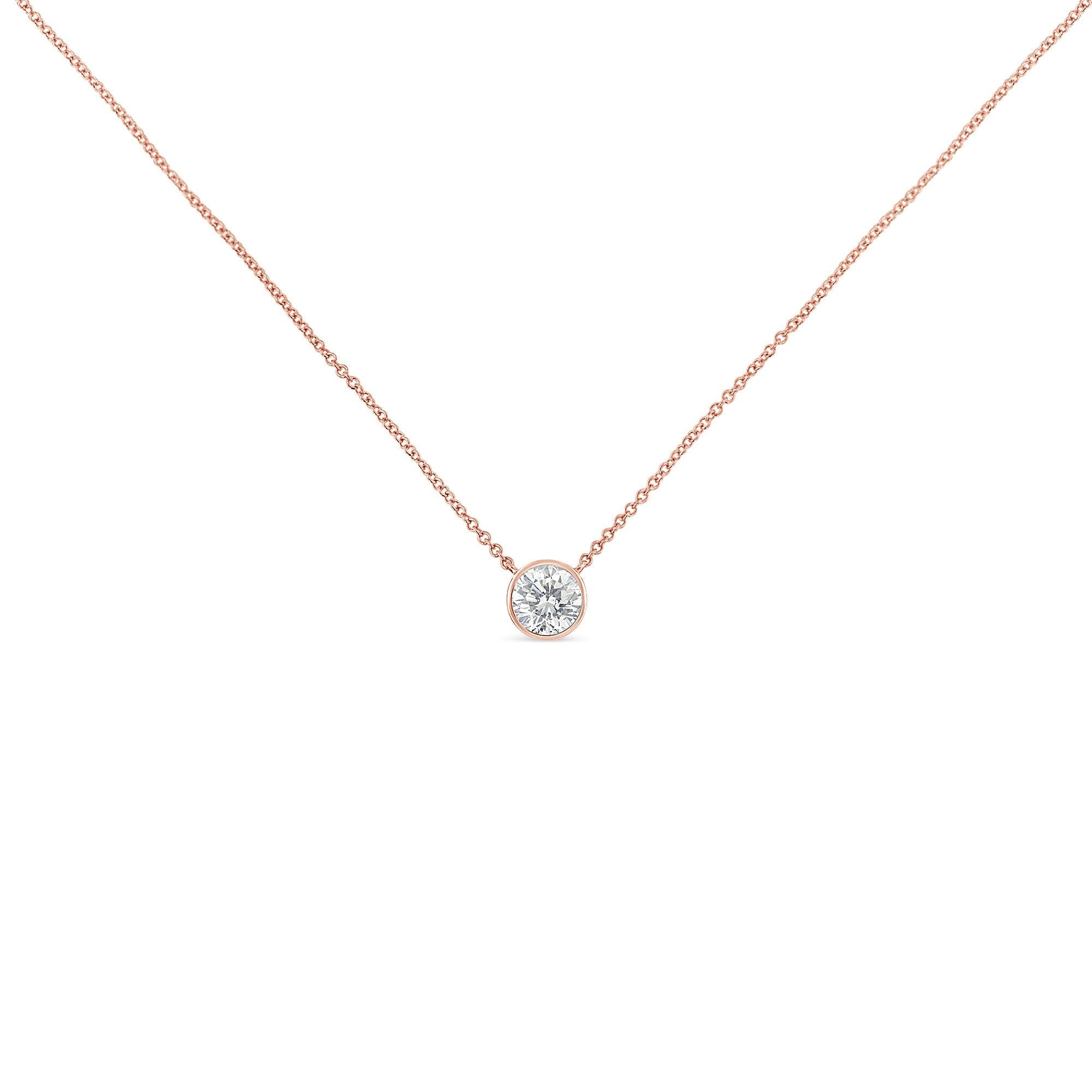 Sterling Silver Bezel-Set Diamond Solitaire Pendant Necklace (1/3 cttw, H-I Color, I1-I2 Clarity) - Friggin Jewelry