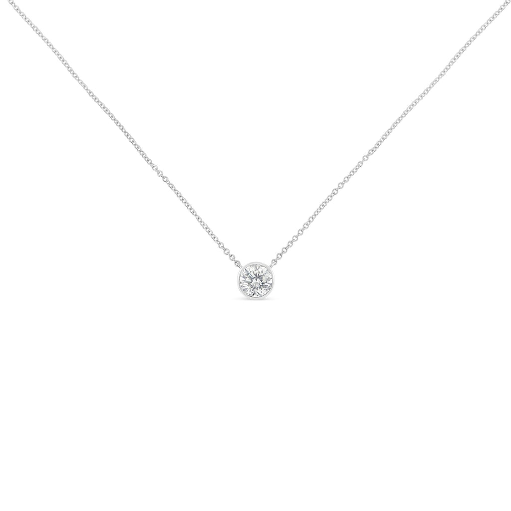 Sterling Silver Bezel-Set Diamond Solitaire Pendant Necklace (1/3 cttw, H-I Color, I1-I2 Clarity) - Friggin Jewelry