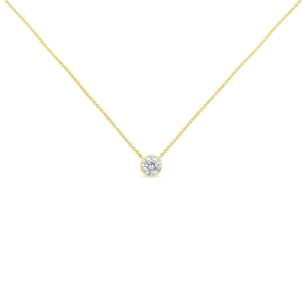 Sterling Silver Bezel-Set Diamond Solitaire Pendant Necklace (1/3 cttw, H-I Color, I1-I2 Clarity) - Friggin Jewelry