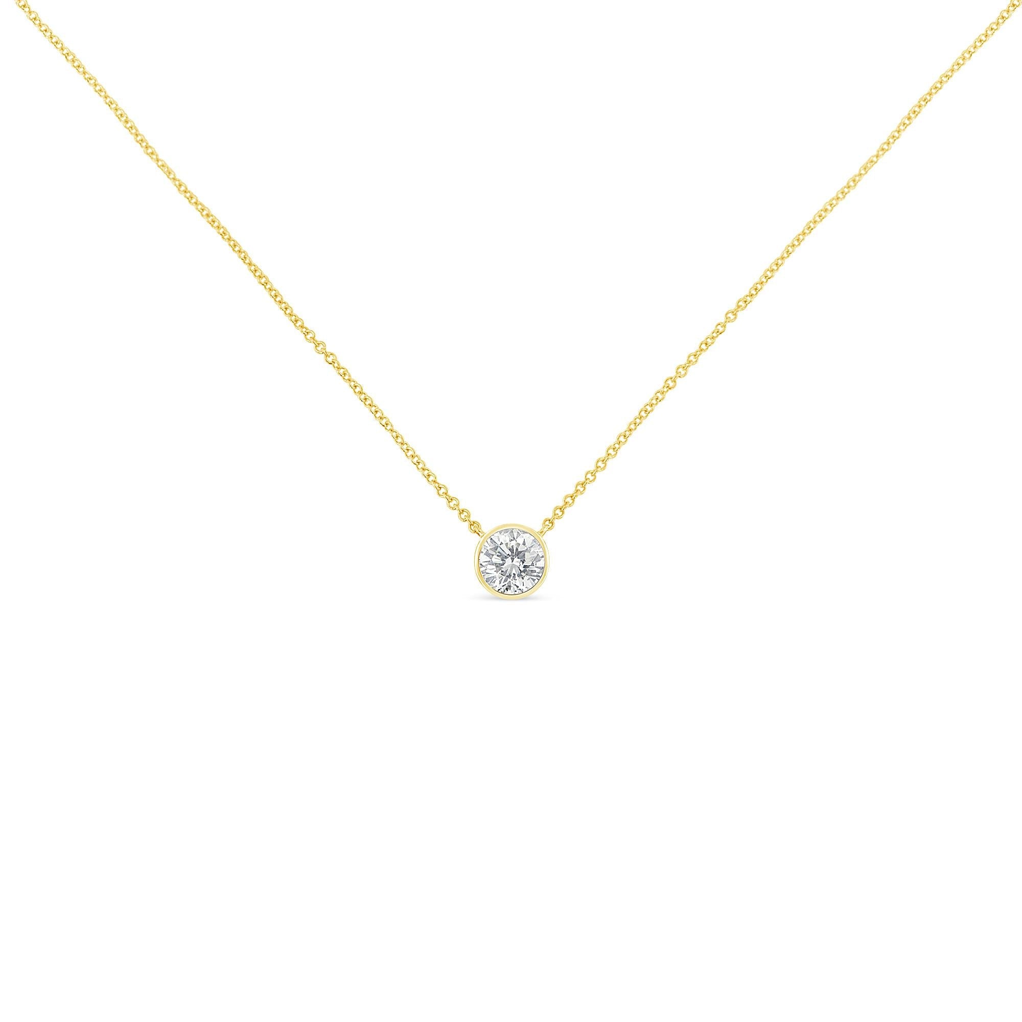 Sterling Silver Bezel-Set Diamond Solitaire Pendant Necklace (1/3 cttw, H-I Color, I1-I2 Clarity) - Friggin Jewelry